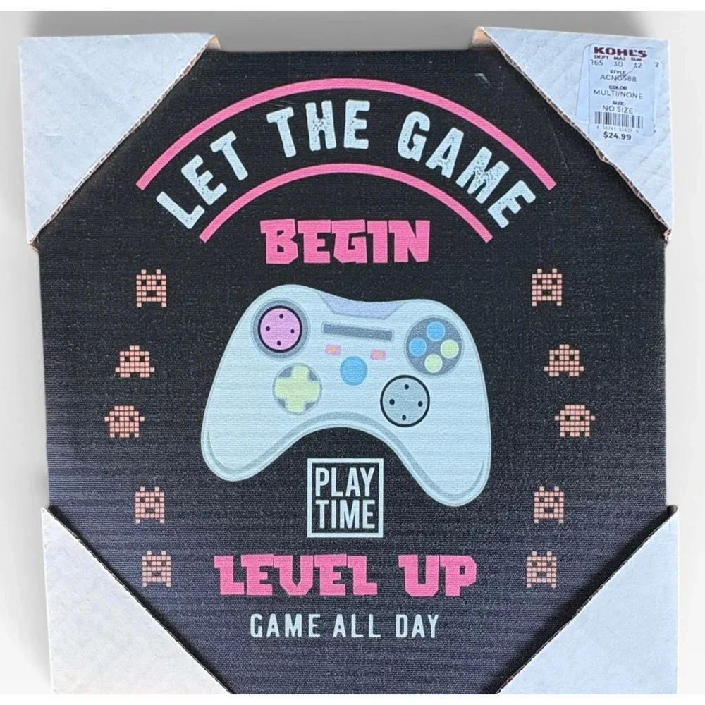Kohls Kids Gaming Wall Art Canvas Let The Game Begin Level Up ACNO588 Multi